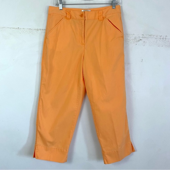 Talbots Pants - TALBOTS orange cream cotton summer crop pants